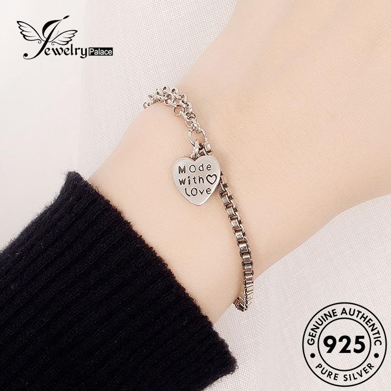 Tempat Perhiasan Wanita925 Gelang Tangan Asli Hati Silver Retro B213