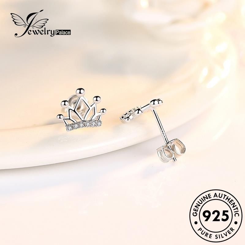 Jewelrypalace 925 Perak Moissanite Berlian Asli Mahkota Wanita Anting Stud Pribadi E105