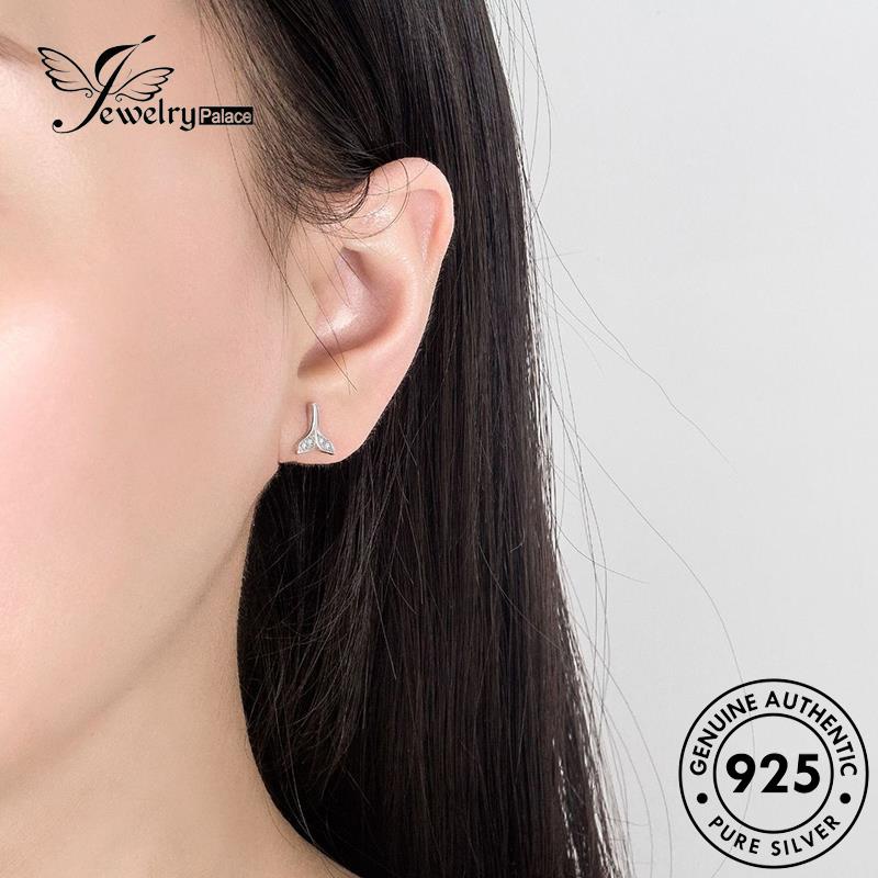 Perhiasanpalace Fishtail Berlian925Asli Wanita Kepribadian Perak Stud Moissanite Anting E179