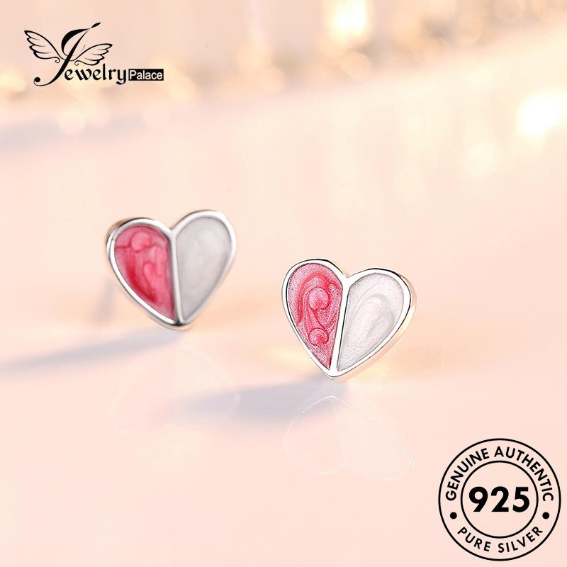 Jewelrypalace Berlian Asli Love Perak Moissanite Perhiasan Anting Wanita Stud Hati925 M052