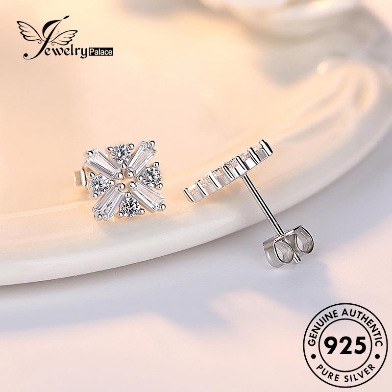 Jewelrypalace Anting Wanita Temperamen Stud Moissanite Persegi Berlian Asli Perak925 E224