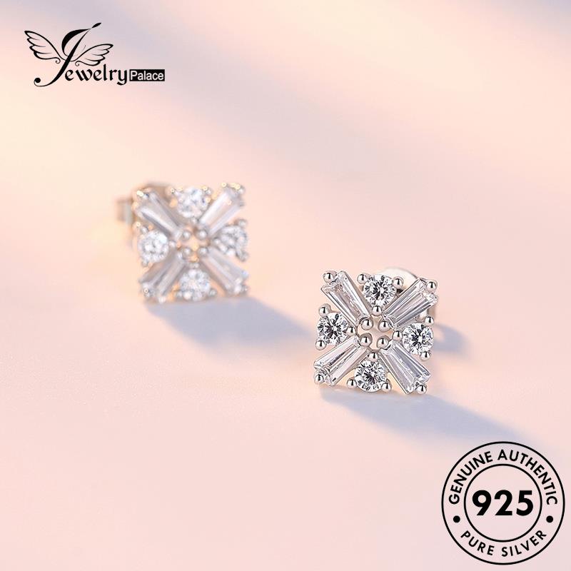 Jewelrypalace Anting Wanita Temperamen Stud Moissanite Persegi Berlian Asli Perak925 E224