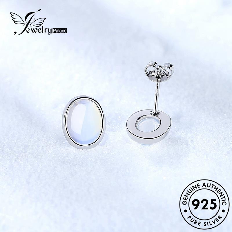 Jewelrypalace Moonstone Oval Temperamen Asli Wanita Anting Stud Perak925 E252