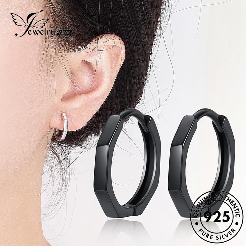 Jewelrypalace Anting Simple Wanita Perak925 Hoop Emas Asli Octagon E380