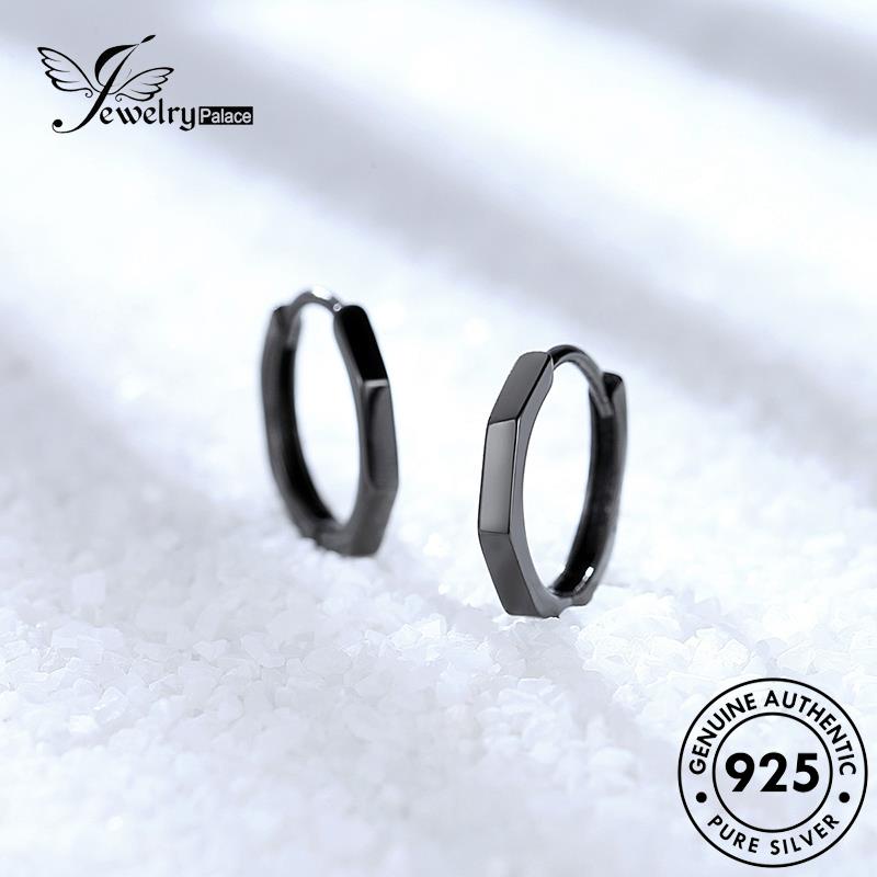 Jewelrypalace Anting Simple Wanita Perak925 Hoop Emas Asli Octagon E380