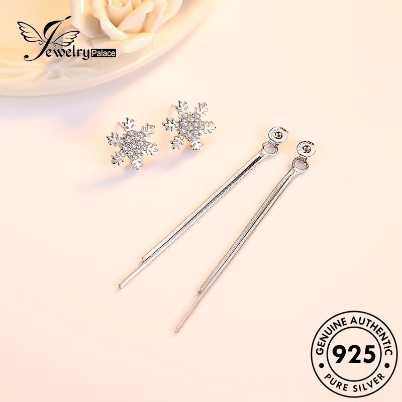 Jewelrypalace Snowflake925 Anting Moissanite Perak Wanita Berlian Fashion Stud Asli E442