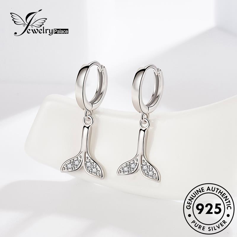 Jewelrypalace Anting Asli Simple Moissanite Wanita Hoop Fishtail Perak925Berlian E426