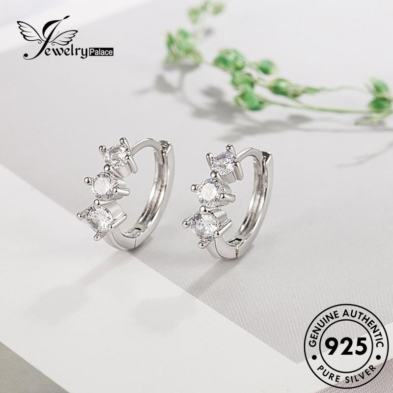 Jewelrypalace Hoop Perak Wanita925 Moissanite Anting Asli Berlian Simple E428