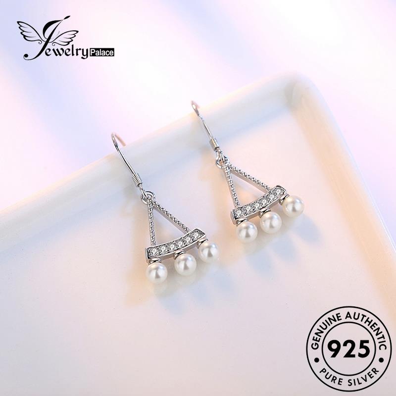 Jewelrypalace Asli Retro Kait925Wanita Mutiara Perak Anting Kipas E596