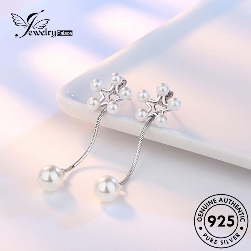 Jewelrypalace Anting Tusuk Mutiara Asli925 Wanita Perak Elegan Pentagram E601