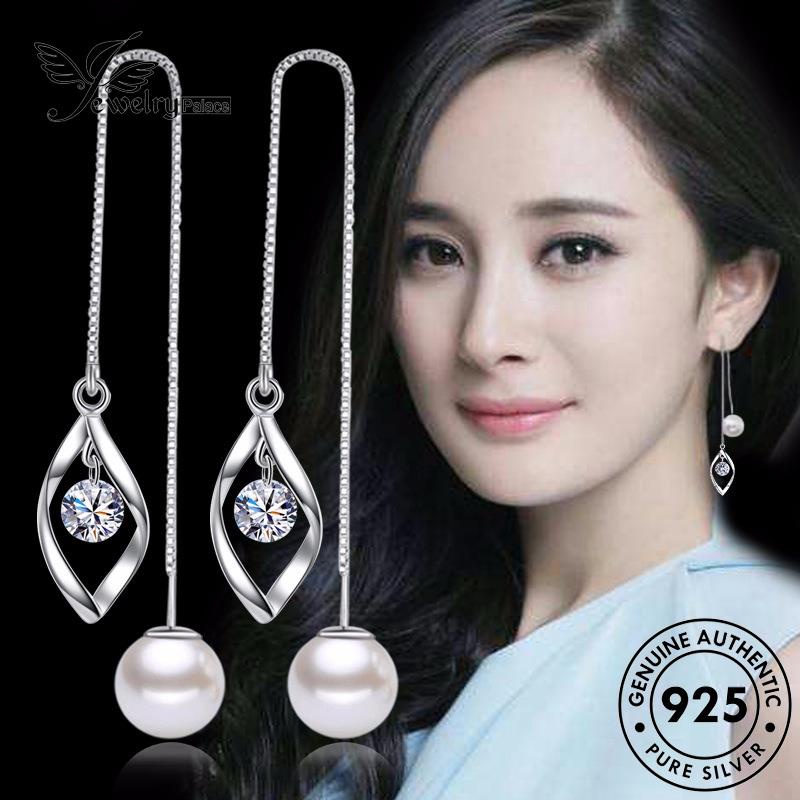 Jewelrypalace Temperamen Asli Wanita Perak Anting Tetesan Air Droplet925Mutiara E614