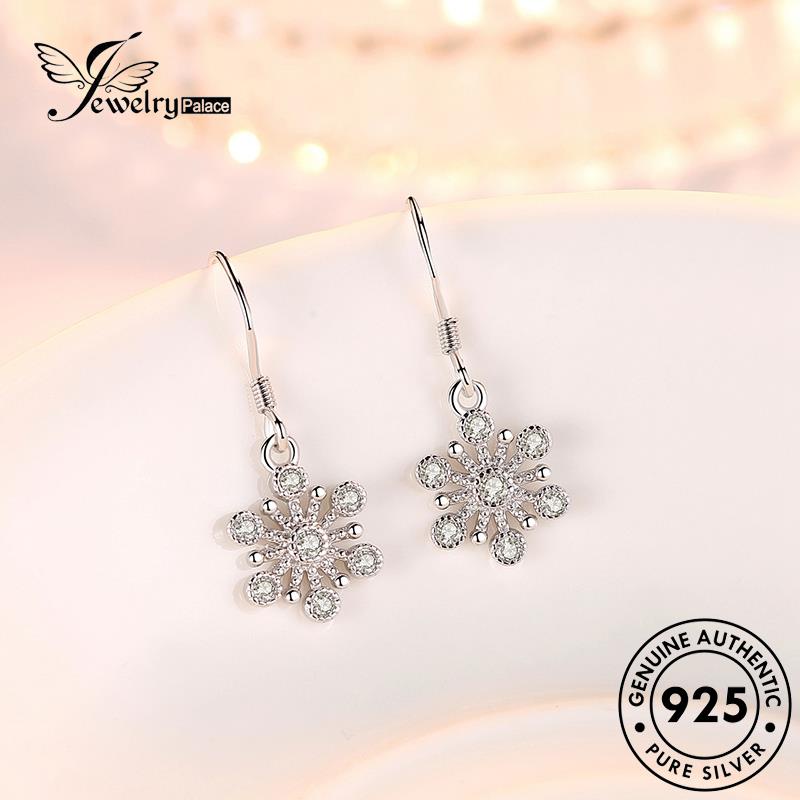 Jewelrypalace Hook Berlian925 Wanita Fashion Perak Asli Snowflake Moissanite Anting E550