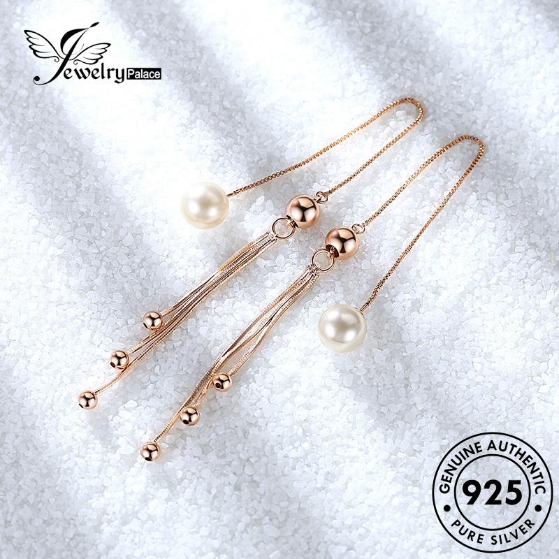 Jewelrypalace Asli Pinggiran Emas Perak Fresh Drop925 Anting Wanita Mutiara E634