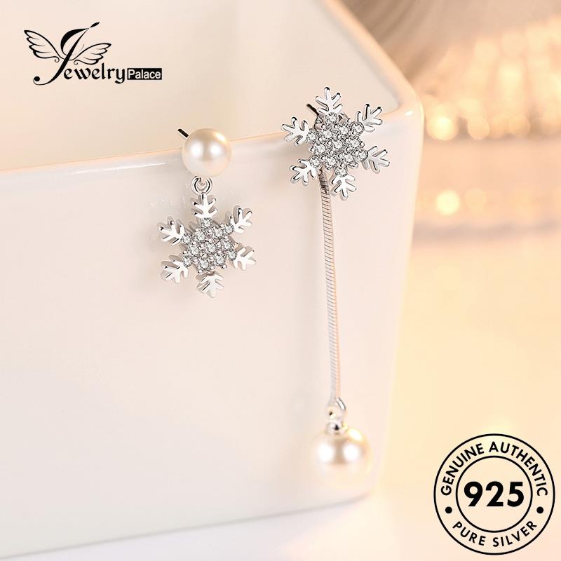 Jewelrypalace Wanita Asli Mutiara Anting Perak Snowflake Creative Stud925 E706