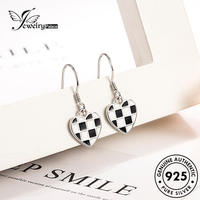 Jewelrypalace Anting Perak Asli Kait925 Checkerboard Retro Wanita E707