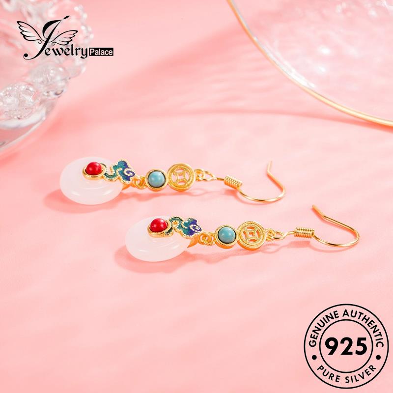 Jewelrypalace Giok925 Kait Enamel Anting Emas Perak Wanita Asli Menguntungkan E715