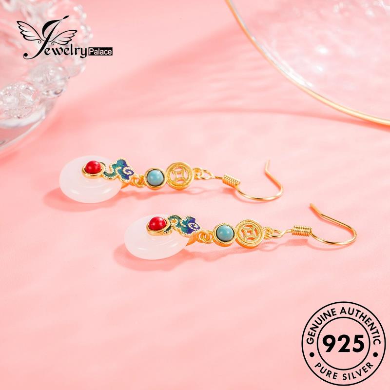 Jewelrypalace Giok925 Kait Enamel Anting Emas Perak Wanita Asli Menguntungkan E715