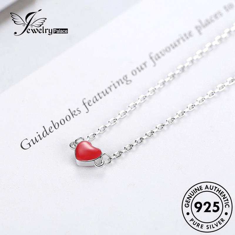 Jewelrypalace Creative Silver Asli Hati925 Wanita Kalung Merah N27