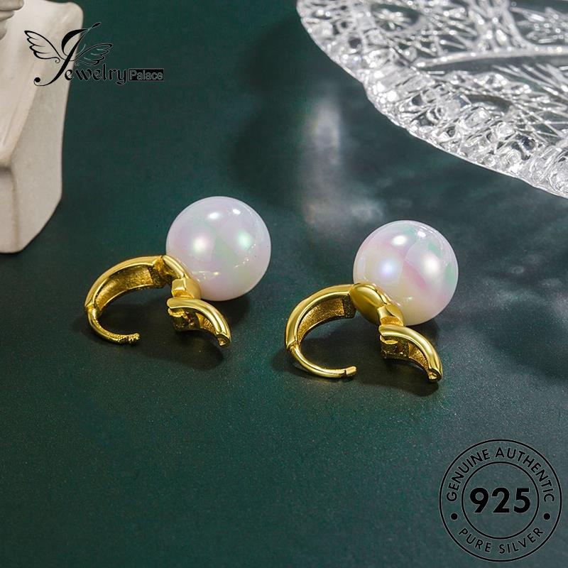 Jewelrypalace Mutiara Wanita Rasa Asli Anting Perak Canggih Hoop925 E791