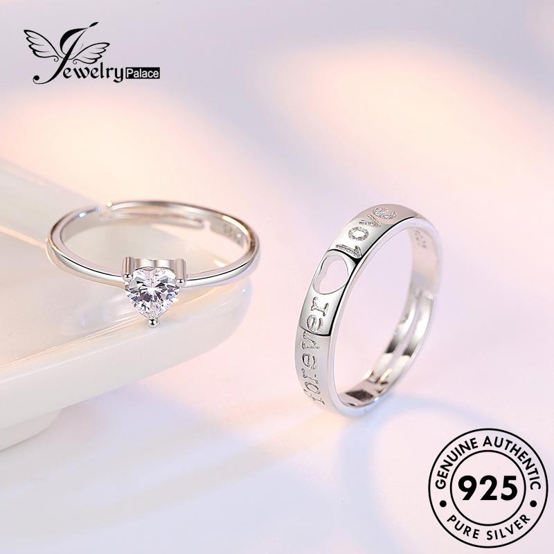 Jewelrypalace Cincin Berlian Fashion Bentuk Perak Asli Moissanite Hati925 Couple R51