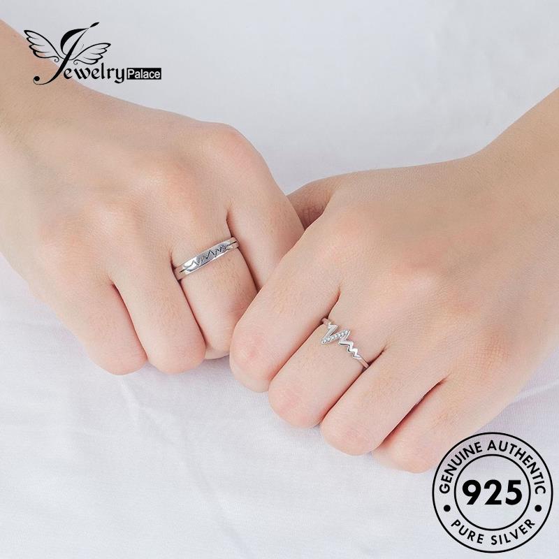 Tempat Perhiasan Cincin Couple Perak925 Electrogram Asli Simple Love R84