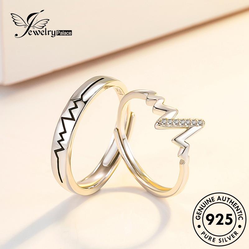 Tempat Perhiasan Cincin Couple Perak925 Electrogram Asli Simple Love R84