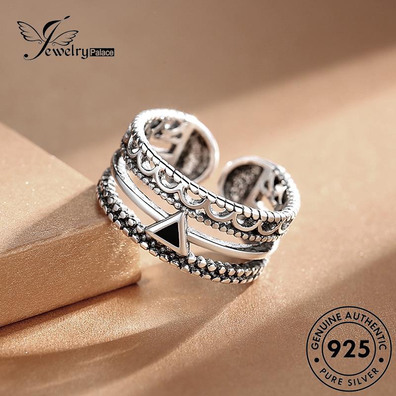 Tempat Perhiasan Wanita Cincin Perak Vintage925 Asli Multilayer R163