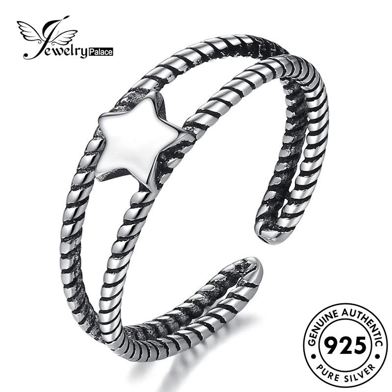 Jewelrypalace Cincin Punk Perak925 Pentagram Wanita Asli R275