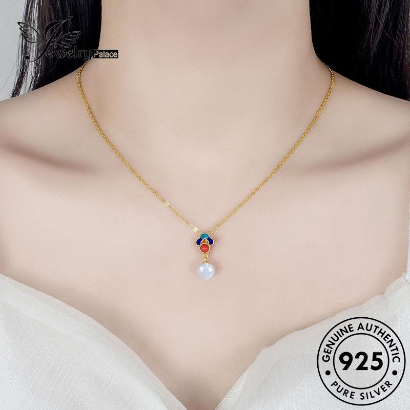 Jewelrypalace Set Emas Asli Kuno Fa Xiangyun Giok Wanita Kalung925 Perak S3