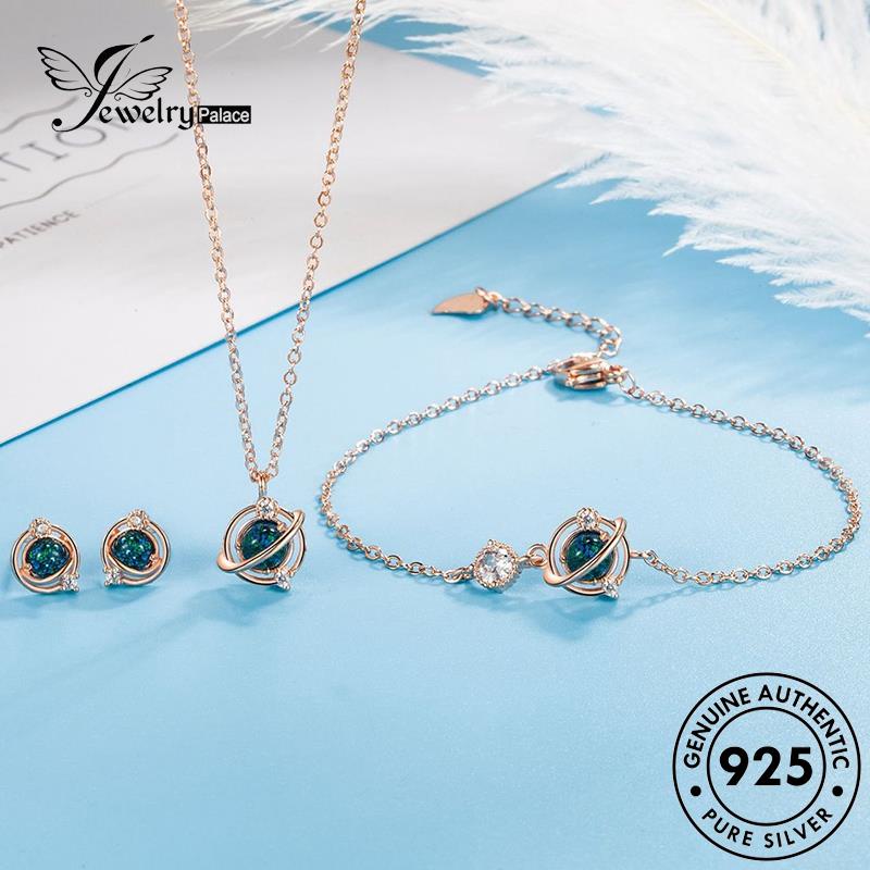 Jewelrypalace Asli Wanita Emas Perak925 Set Kalung Kaca Fantasi S9