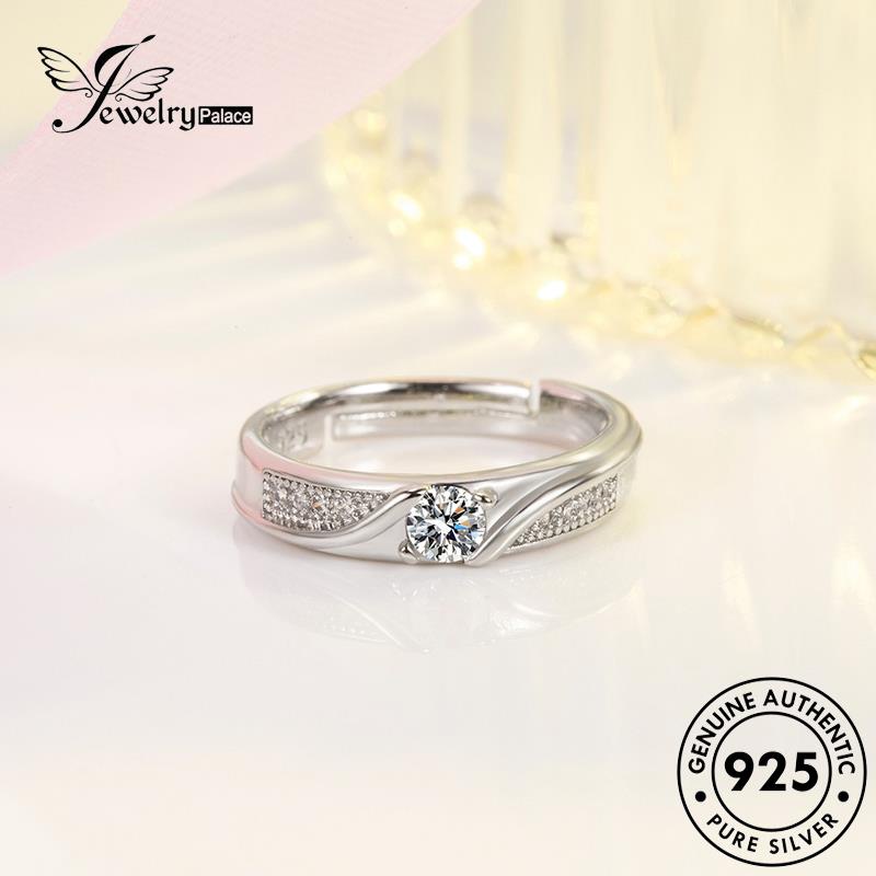 Jewelrypalace 925cincin Moissanite Perak Couple Berlian Bukaan Asli Fashion R307