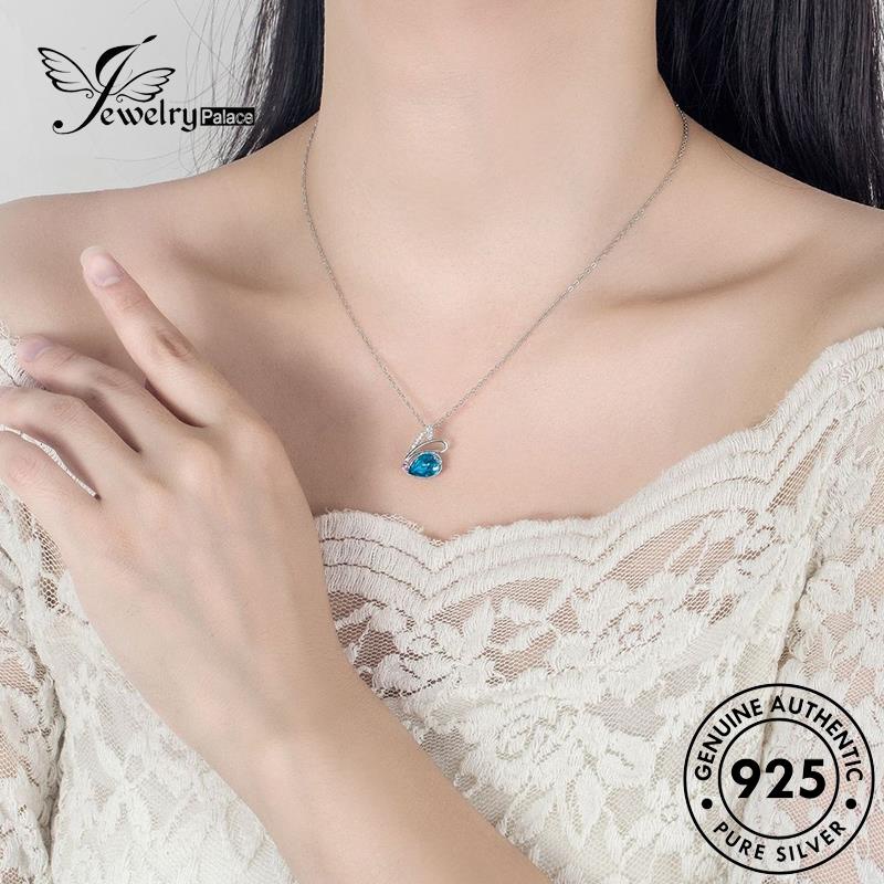 Jewelrypalace925 Kalung Asli Kelinci Lucu Wanita Safir Set Perak S10