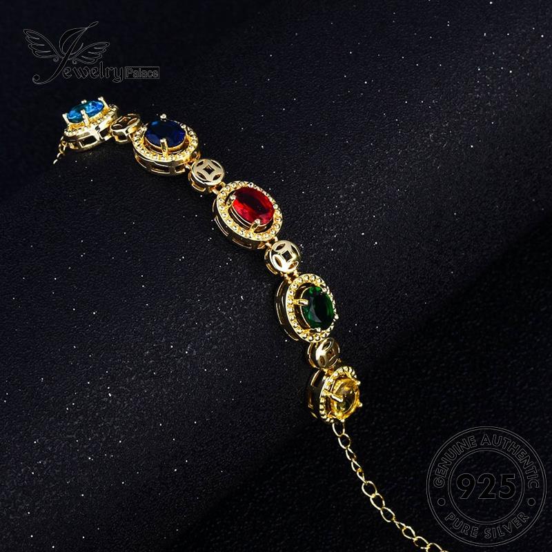 Jewelrypalace Perak Wanita Emas Asli Gelang Batu Akik925 Oval B112