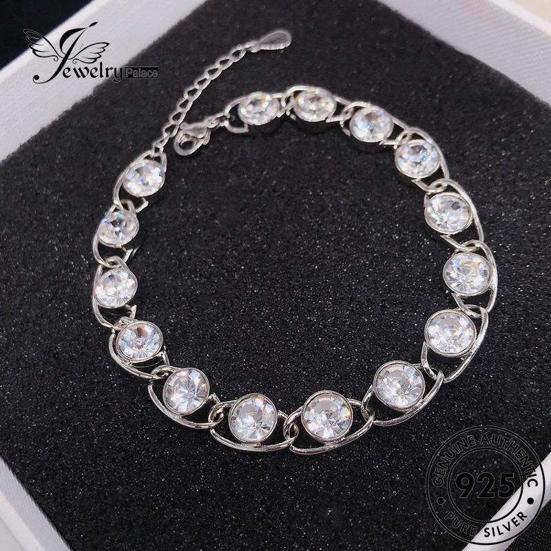 Jewelrypalace Fashion Perak Bulat Asli Berlian925 Moissanite Berlian Wanita Gelang B526