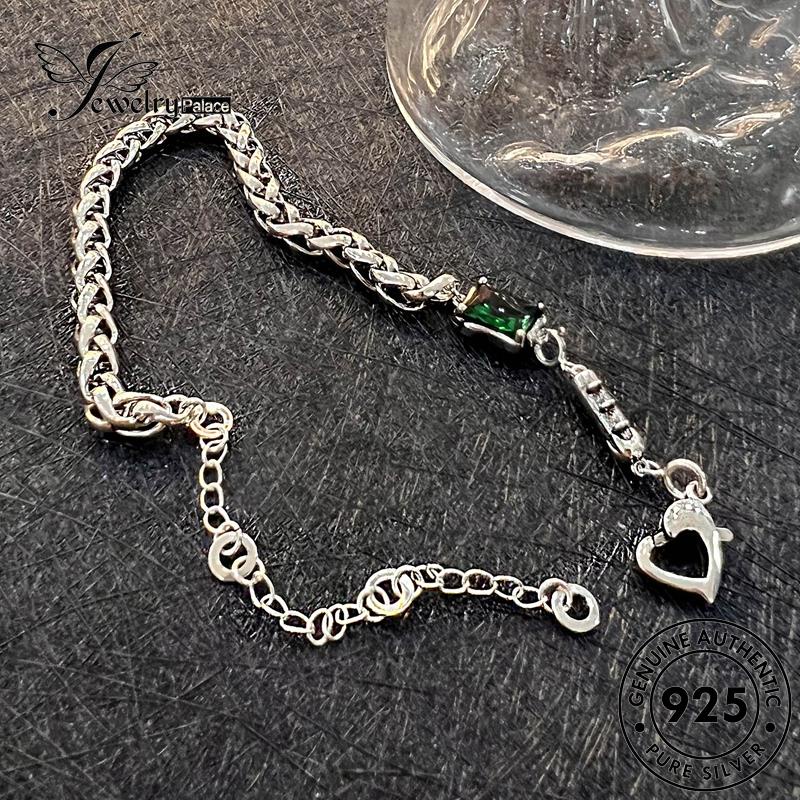 Jewelrypalace Gelang Berlian Zamrud Perak Wanita925 Vintage Square Asli B588