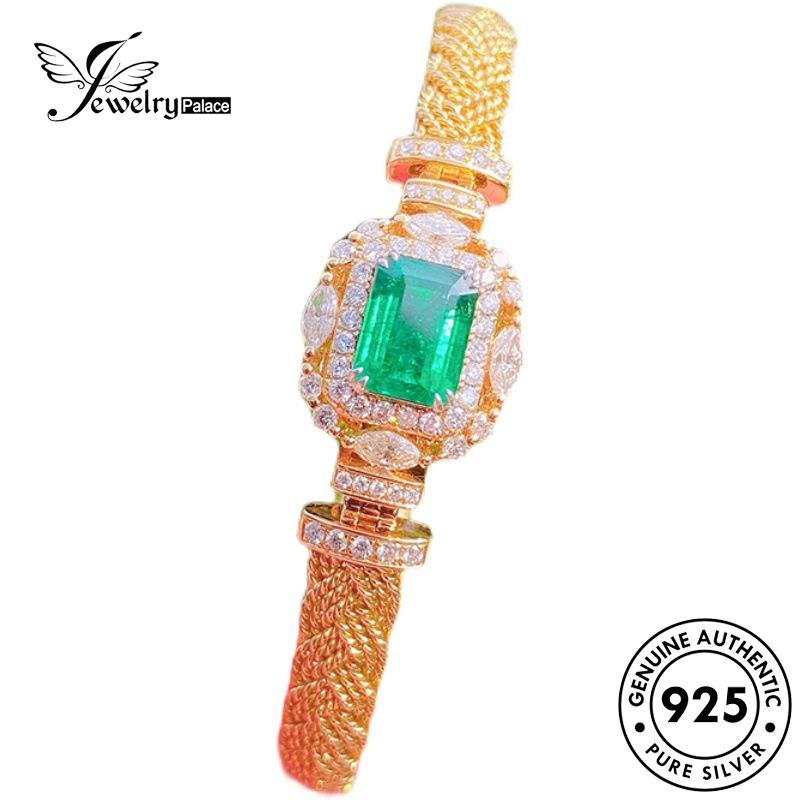 Jewelrypalace Emerald Asli Gelang Tenun925 Gold Mewah Perak Wanita B600