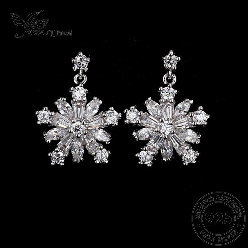 Jewelrypalace Anting Perak Berlian Moissanite Snowflake Wanita925 Stud Asli E734