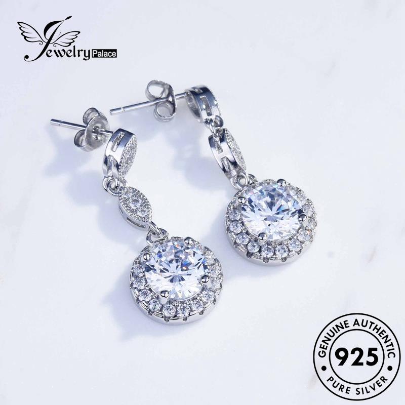 Jewelrypalace Asli Moissanite Berlian Anting Perak925 Bulat Wanita Stud E875