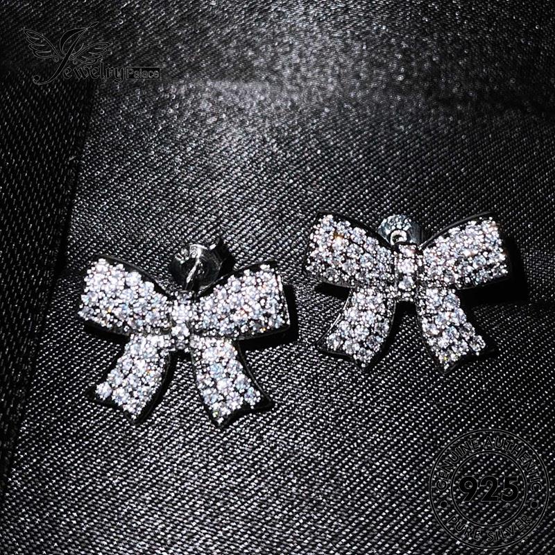 Jewelrypalace Perak Asli Berlian Busur925 Stud Wanita Moissanite Anting Dasi E876