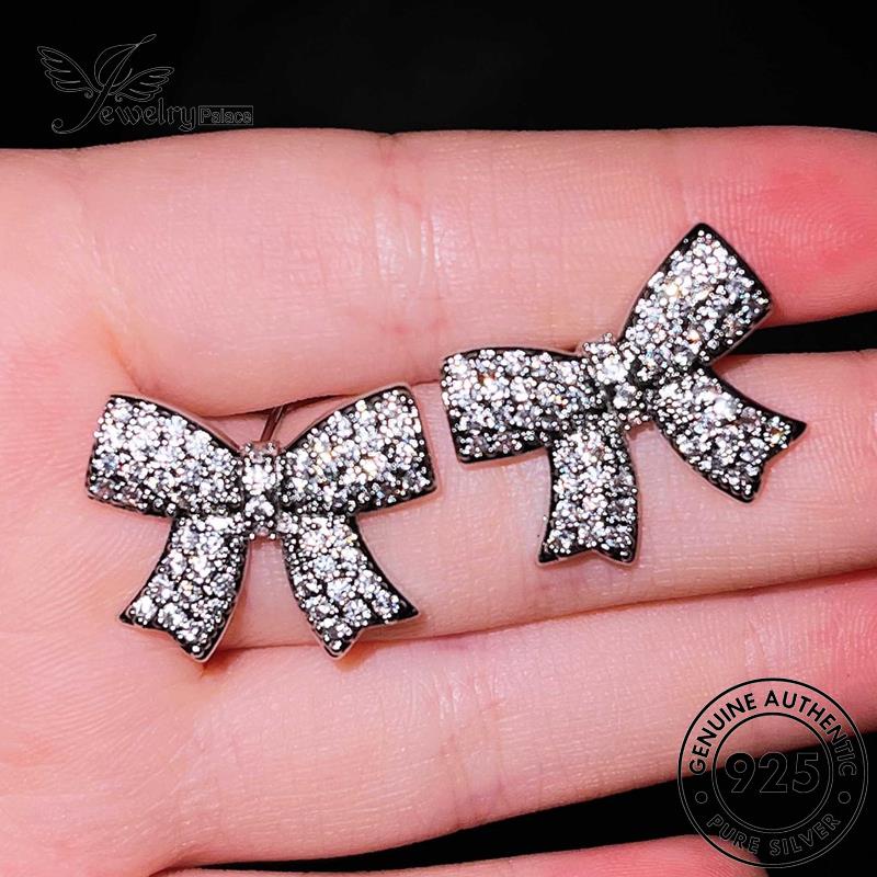 Jewelrypalace Perak Asli Berlian Busur925 Stud Wanita Moissanite Anting Dasi E876