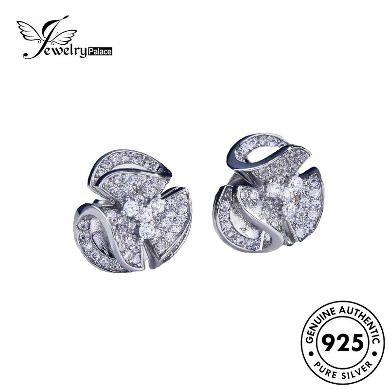 Jewelrypalace Anting Perak Begonia Bunga Wanita Stud Moissanite925 Berlian Asli E880