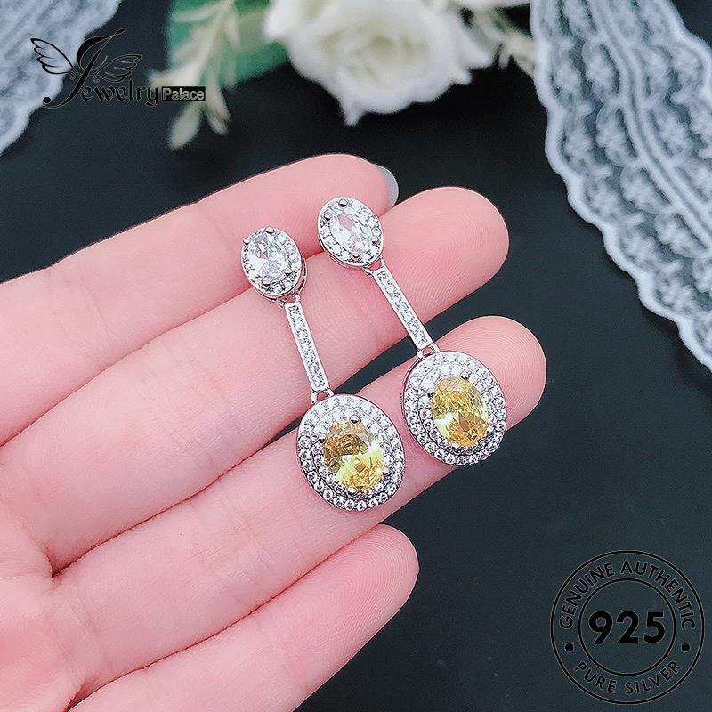 Jewelrypalace Anting Perak925 Citrine Stud Oval Wanita Asli E962