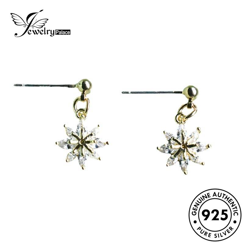 Jewelrypalace Anting Perak Stud Asli Wanita Emas Moissanite 925bunga Berlian The E965