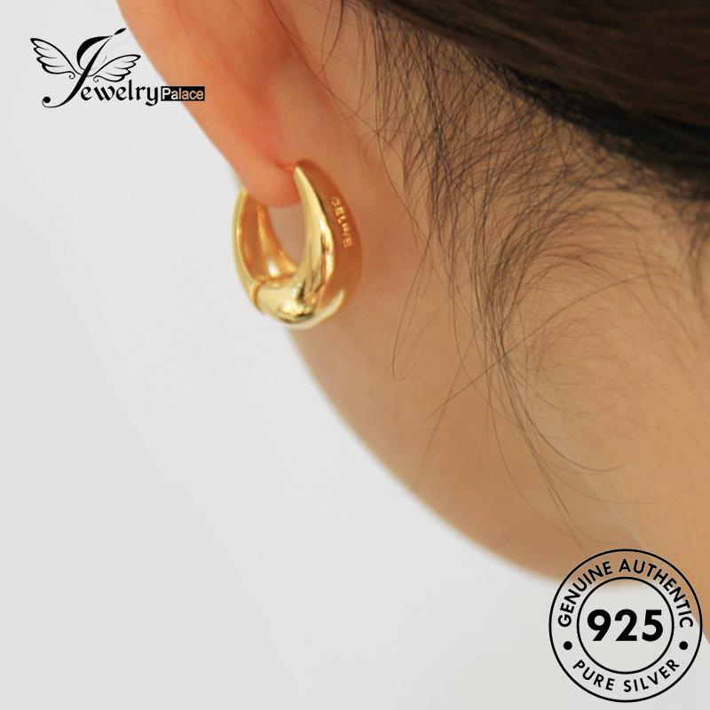 Jewelrypalace Asli Eggshell Emas Wanita Perak925 Anting Hoop Golden E977