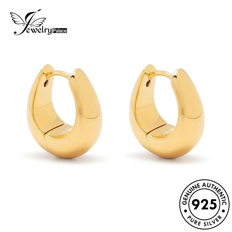 Jewelrypalace Asli Eggshell Emas Wanita Perak925 Anting Hoop Golden E977