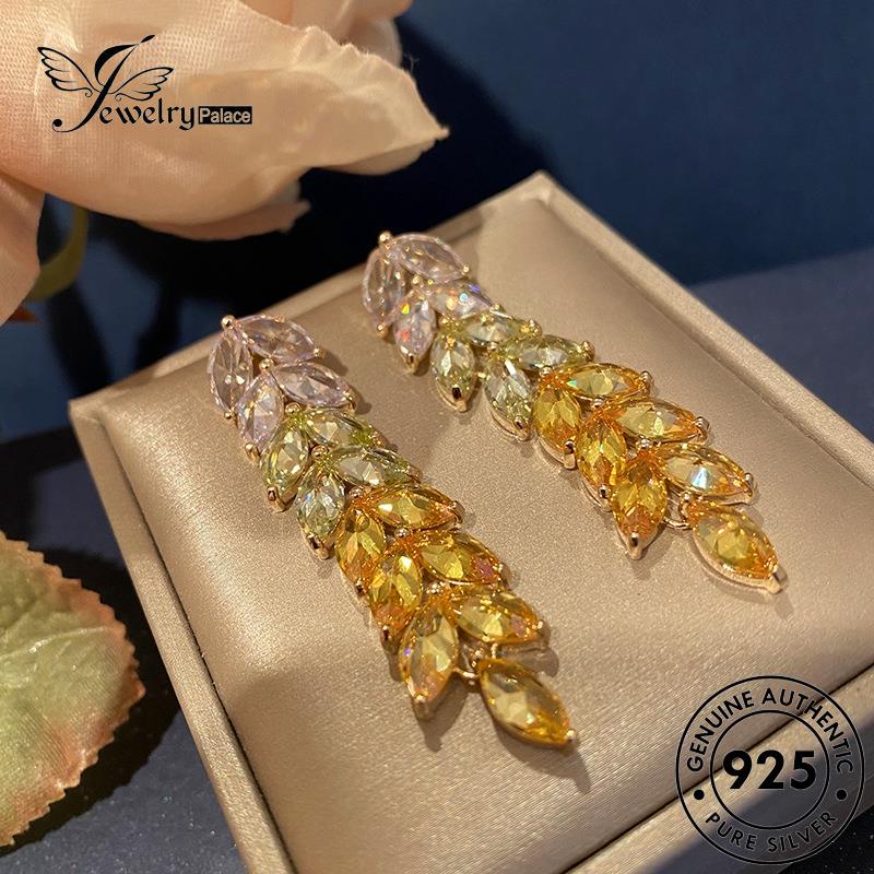 Jewelrypalace Citrine Gold Daun925 Perak Asli Wanita Anting Tusuk E1043