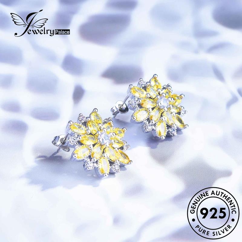 Jewelrypalace Citrine Stud925 Wanita Asli Silver Anting Daisy Bunga E1109