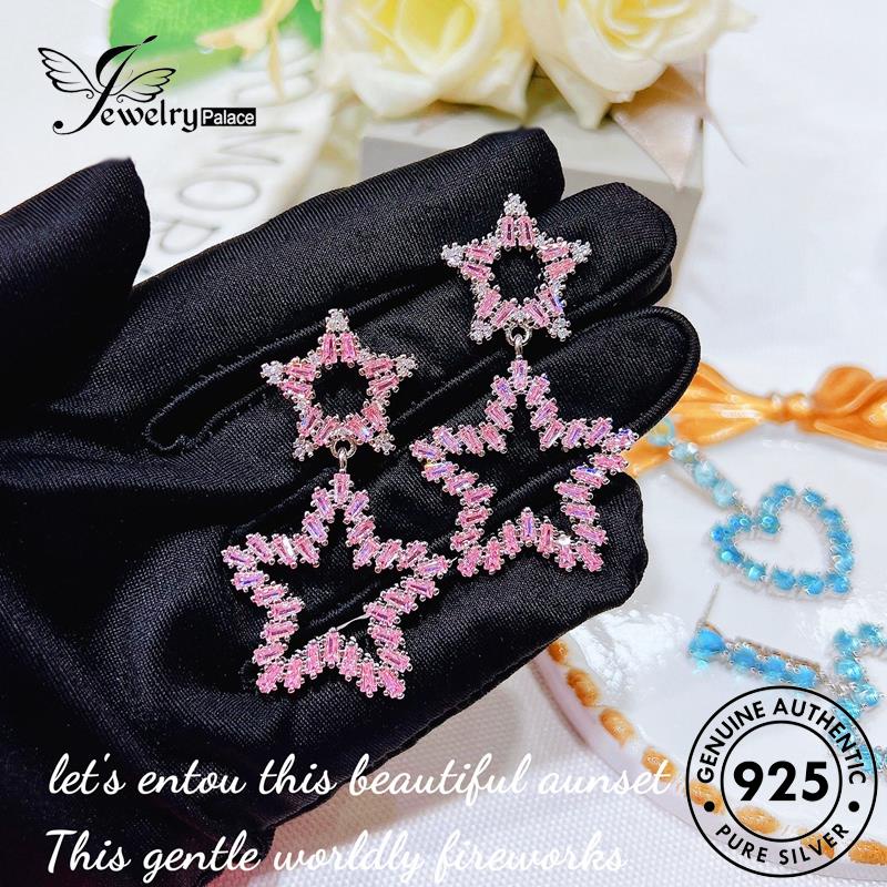 Jewelrypalace Berlian Bintang Pink Perak925 Asli Kristal Wanita Anting Tusuk E1158