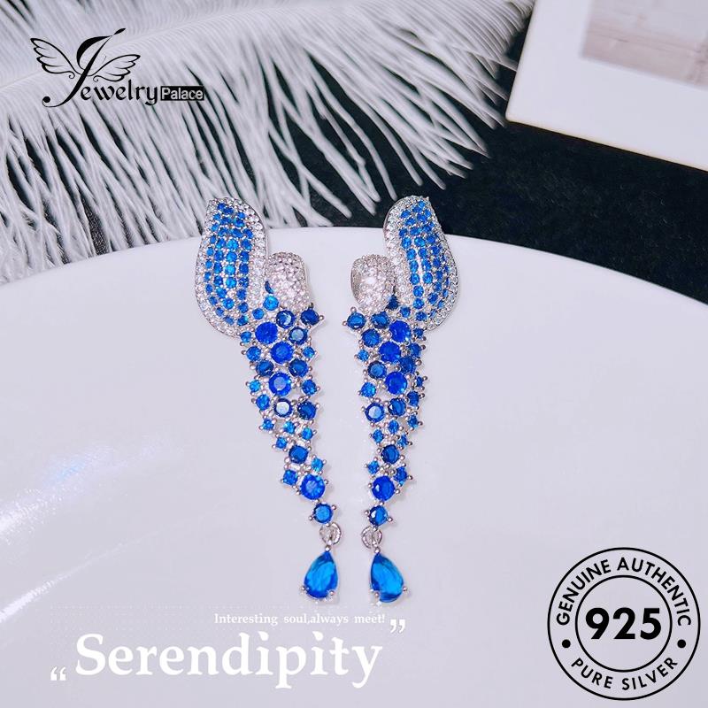 Jewelrypalace Anting Sapphire Asli Stud Silver Pear925Bentuk Wanita E1205