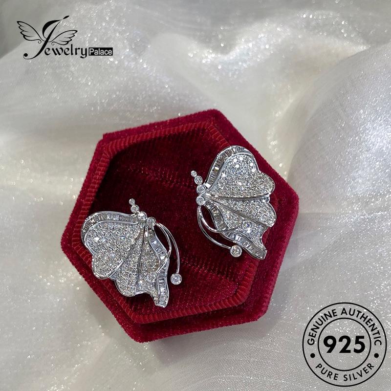 Jewelrypalace Perak Stud Moissanite Wanita925 Anting Berlian Asli Butterfly E1251